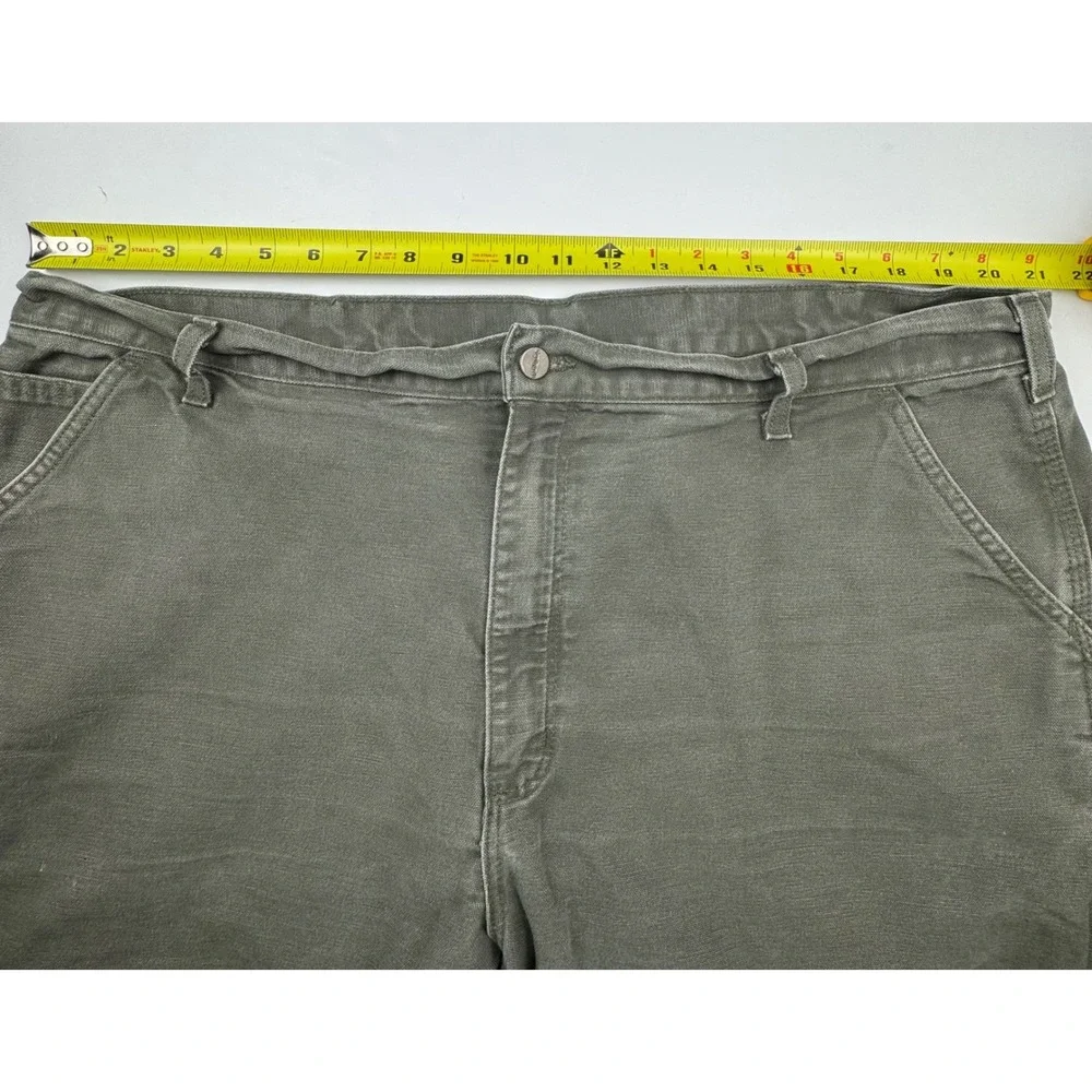 Carhartt Carpenter Pants 42x30 Cotton Canvas Workwear Durable Faded Olive Green